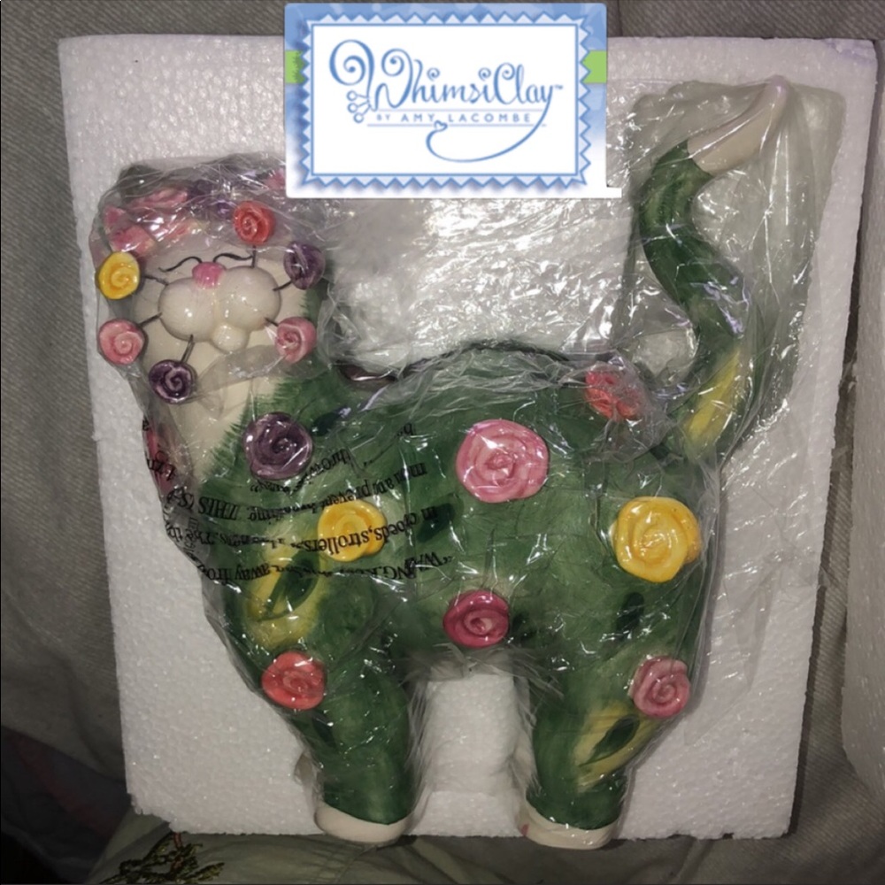 Whimsiclay ceramic cat by Amy lacombe rosette